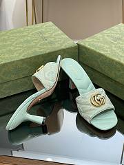 Gucci GG Green Canvas Heels - 2