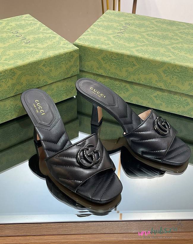 Gucci GG Black Canvas Heels - 1