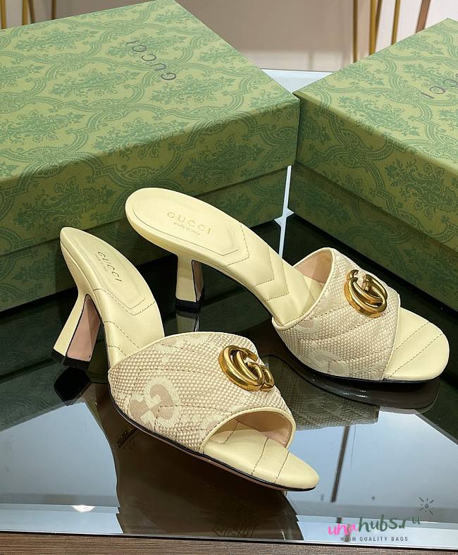 Gucci GG Yellow Canvas Heels - 1