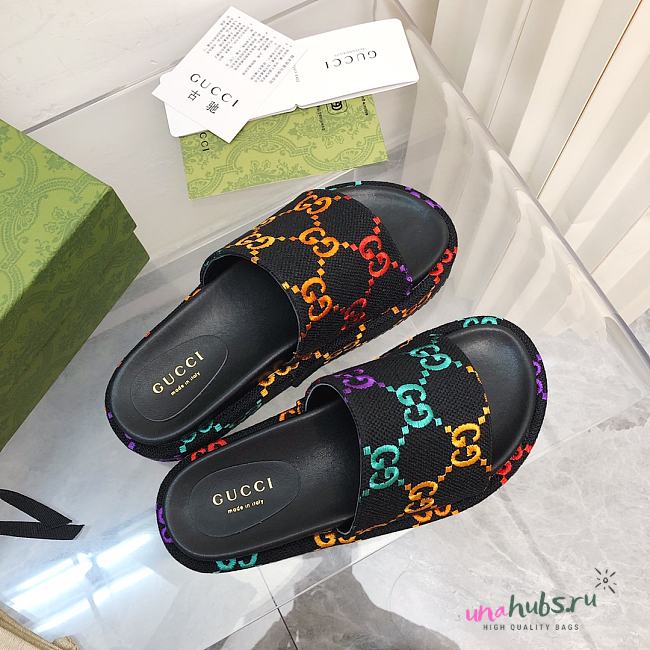 Gucci flatform colorful black slippers - 1