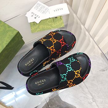 Gucci flatform colorful black slippers