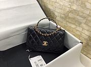 Chanel woc lambskin handle black leather bag - 6