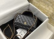 Chanel woc lambskin handle black leather bag - 4