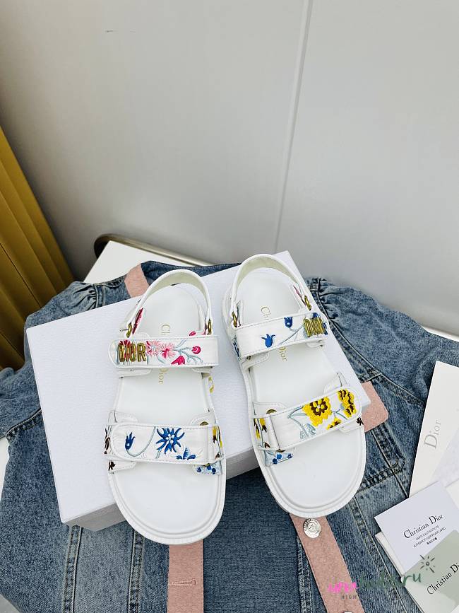 Dior Dioract White Multicolor fabric sandals - 1