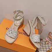 Louis Vuitton White Maia Wedge Sandals - 4