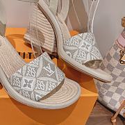 Louis Vuitton White Maia Wedge Sandals - 6