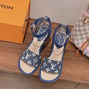 Louis Vuitton Blue Maia Wedge Sandals - 5