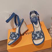 Louis Vuitton Blue Maia Wedge Sandals - 4