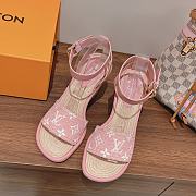 Louis Vuitton Pink Maia Wedge Sandals - 4