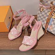 Louis Vuitton Pink Maia Wedge Sandals - 5