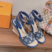 Louis Vuitton Blue Maia Wedge Sandals - 1