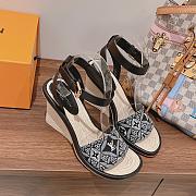 Louis Vuitton Black Maia Wedge Sandals - 1