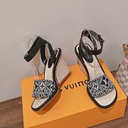 Louis Vuitton Black Maia Wedge Sandals - 5