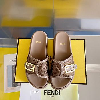 Fendi Feel Light Brown fabric slides