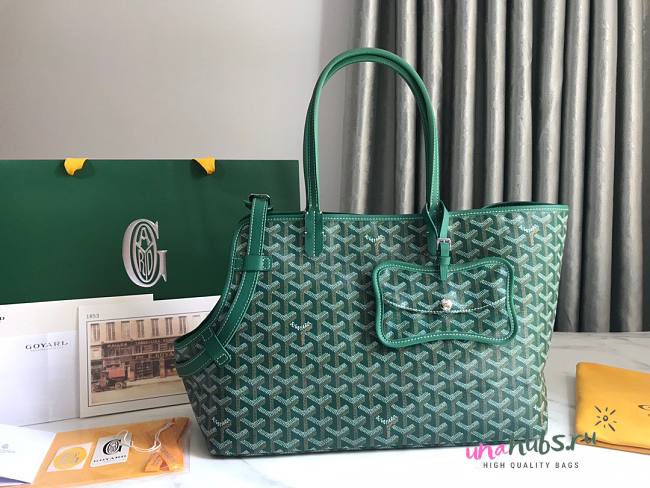 Goyard Tote Chien Gris Pet Green Leather Bag - 1