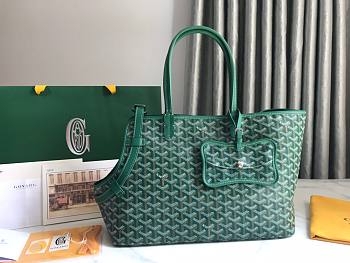 Goyard Tote Chien Gris Pet Green Leather Bag