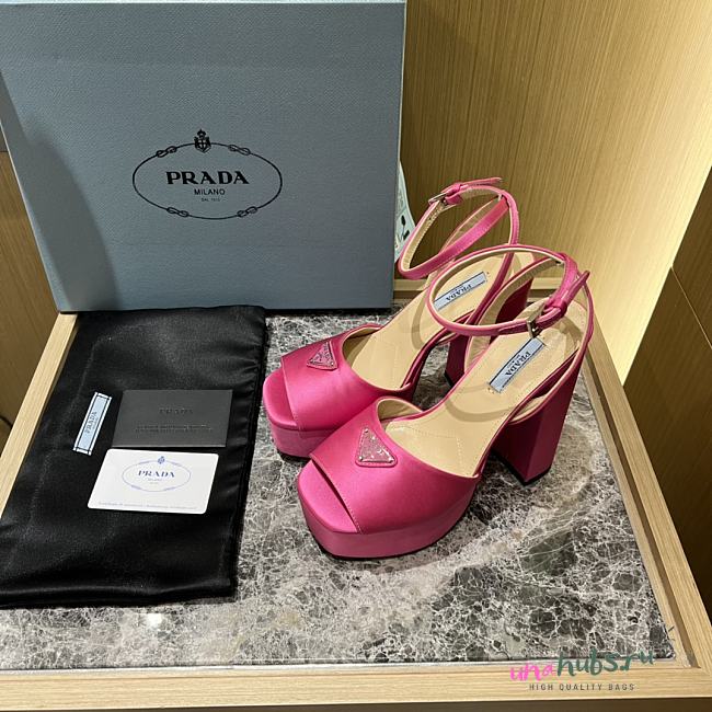 Prada pink satin platform heels - 1