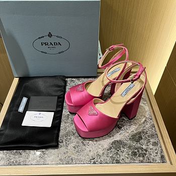 Prada pink satin platform heels