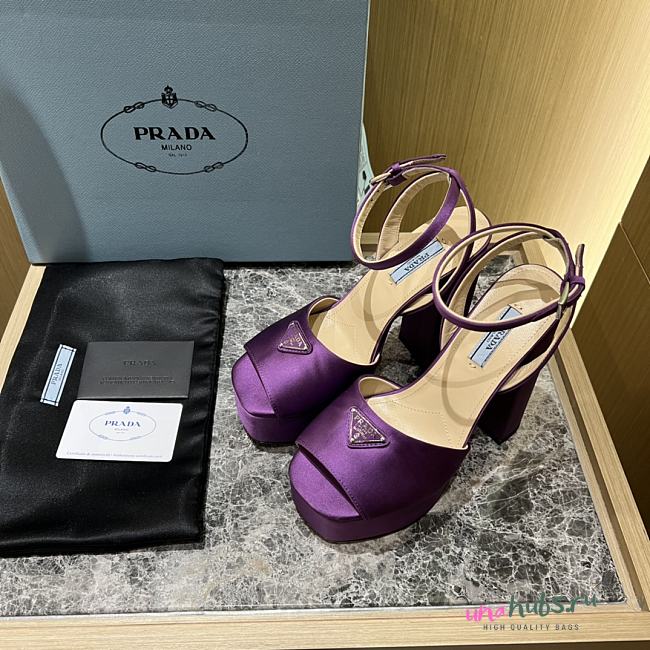 Prada purple satin platform heels - 1