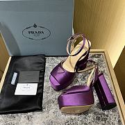 Prada purple satin platform heels - 2