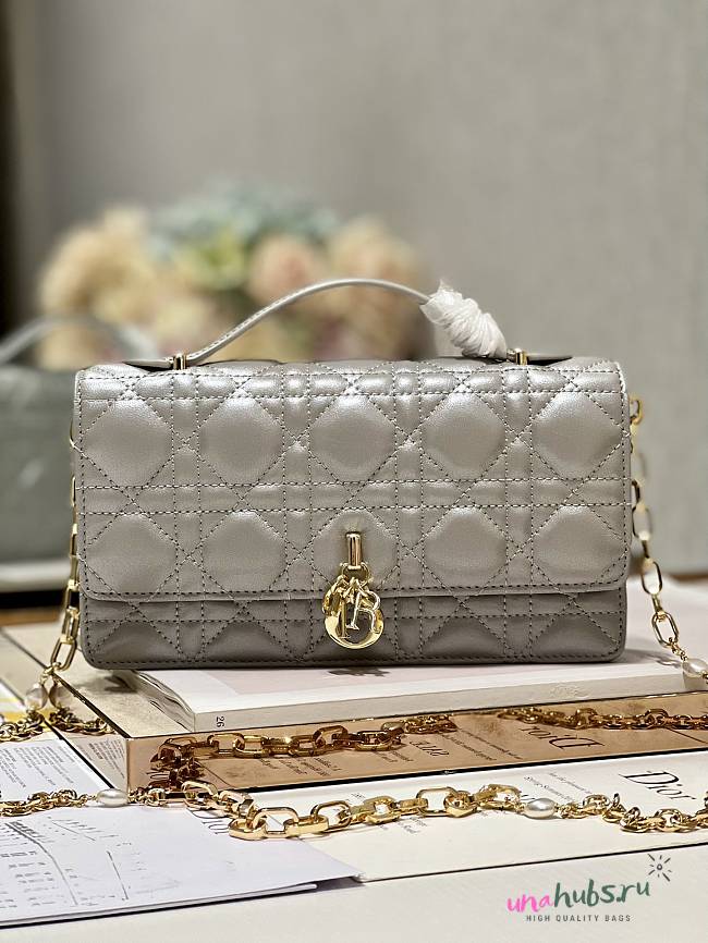 Dior Mini Miss Dior Gray Lambskin Bag - 1