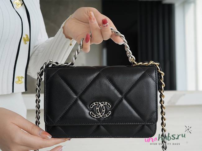 Chanel Quilted 19 Wallet on Chain WOC Black  silver hardware 2019 - 1