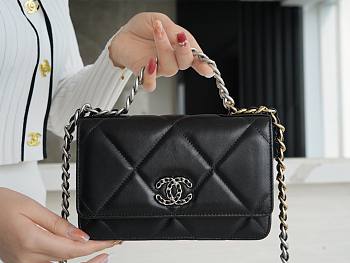 Chanel Quilted 19 Wallet on Chain WOC Black  silver hardware 2019