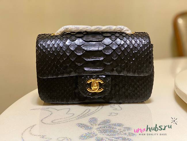 Chanel Classic Black Python Mini Bag - 1