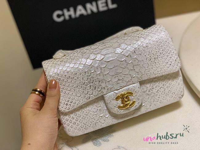 Chanel Classic White Python Mini Bag - 1