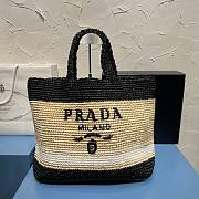 Prada large 2 tone raffia tote bag - 1