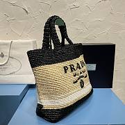 Prada large 2 tone raffia tote bag - 6