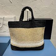 Prada large 2 tone raffia tote bag - 5