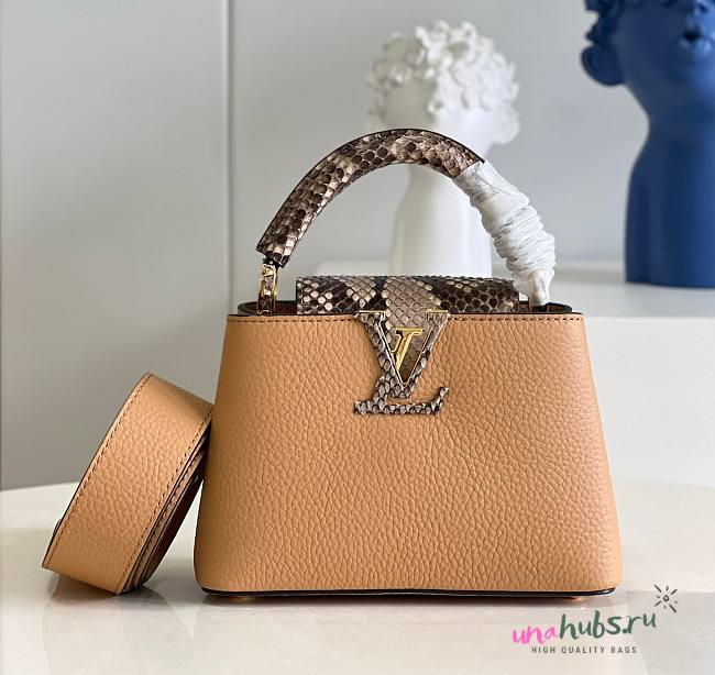 Louis Vuitton BB Capucines snake leather handle brown bag - 1