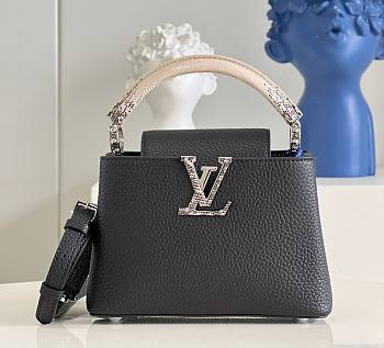 Louis Vuitton BB Capucines snake leather handle black bag