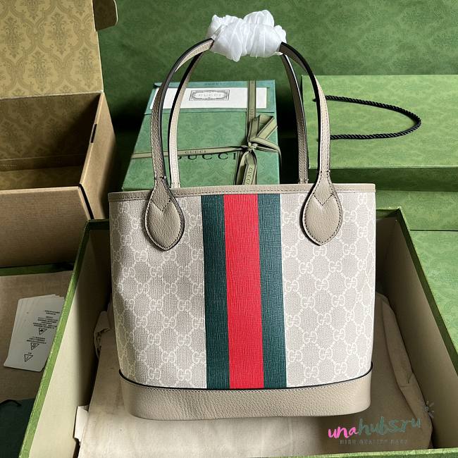 Gucci White Beige Ophidia GG Small Tote - 1