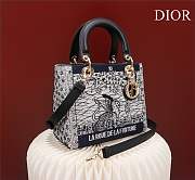 Dior Medium Lady Blue Satin with Bead Embroidery Bag - 3