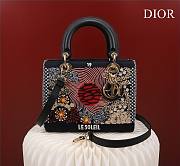 Dior Medium Lady Red Sun Satin with Bead Embroidery Bag - 1