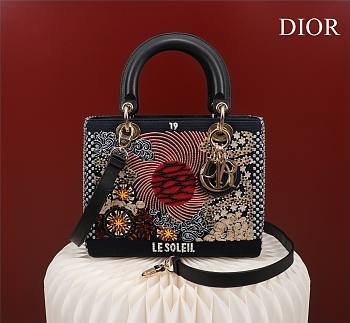 Dior Medium Lady Red Sun Satin with Bead Embroidery Bag