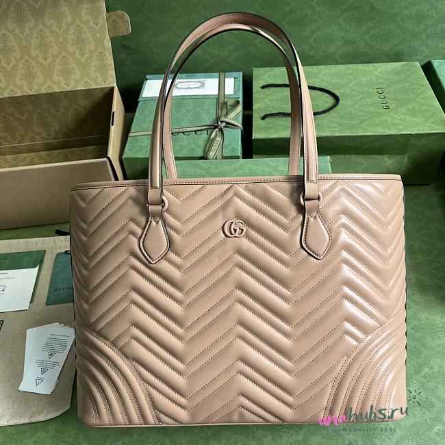 Gucci Beige GG Marmont Large Tote - 1