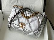 Chanel 19 silver leather large bag - 4