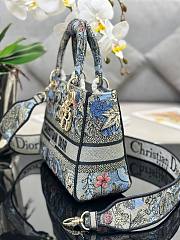 Dior Lady Medium Jardin Magique Embroidery Blue Bag - 4