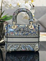 Dior Lady Medium Jardin Magique Embroidery Blue Bag - 5