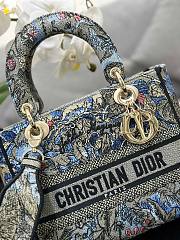 Dior Lady Medium Jardin Magique Embroidery Blue Bag - 6