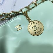 Chanel blue mint leather tote shopping medium bag - 6