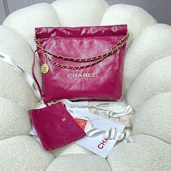 Chanel hot pink leather tote shopping medium bag