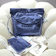 Chanel blue leather tote shopping medium bag - 1