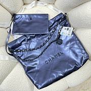 Chanel blue leather tote shopping medium bag - 6