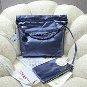 Chanel blue leather tote shopping medium bag - 4