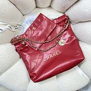 Chanel red leather tote shopping medium bag - 6