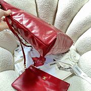 Chanel red leather tote shopping medium bag - 5